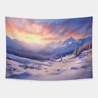 Winter Mountains Serene Landscape Tapestry