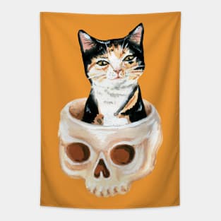 Cat in a skull Tapestry