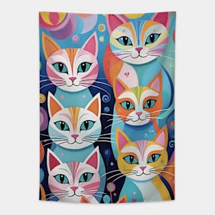 Abstract Cat's Whimsy: A Kaleidoscope of Colors Tapestry