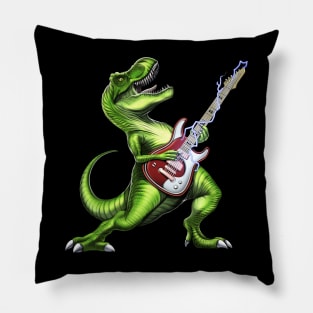 T-Rex Dinosaur Playing Guitar Pillow