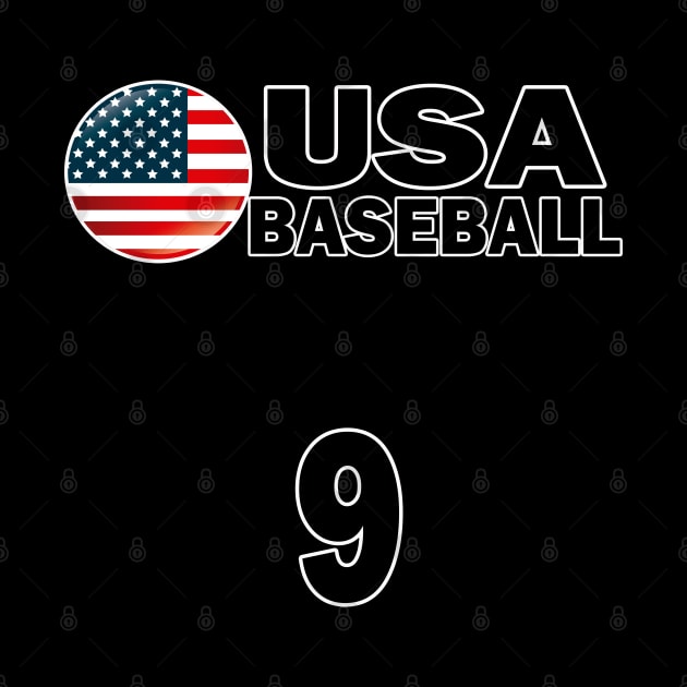 USA Baseball Number 9 T-shirt Design by werdanepo