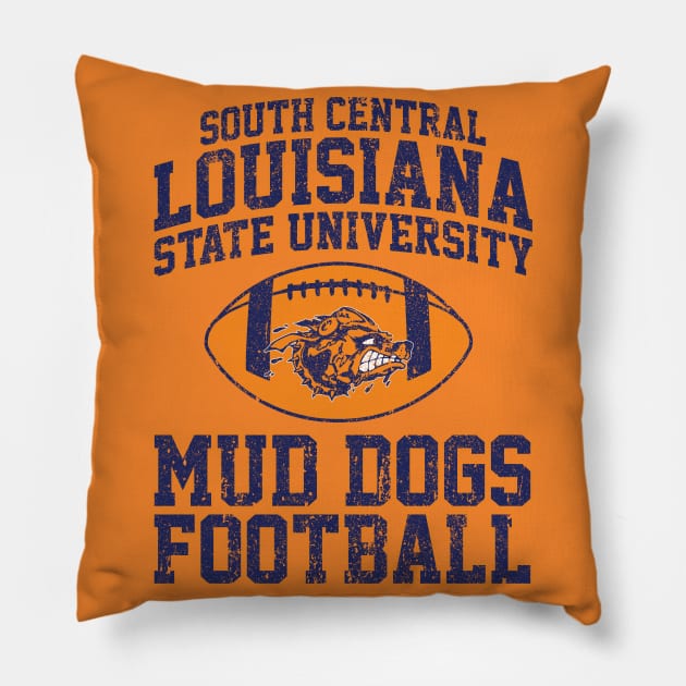 South Central Louisiana State University Mud Dogs Football (Variant) Pillow by huckblade