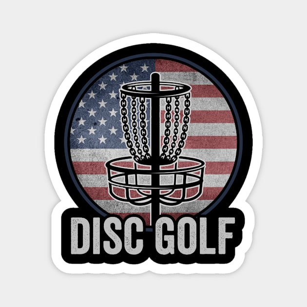 Funny Disc Golf Player USA American Flag Magnet by Visual Vibes