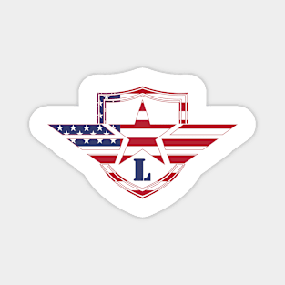 Letter L American Flag Monogram Initial Magnet