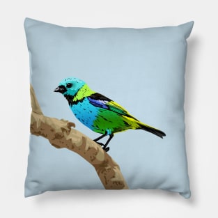 Green Headed Tanager Pillow