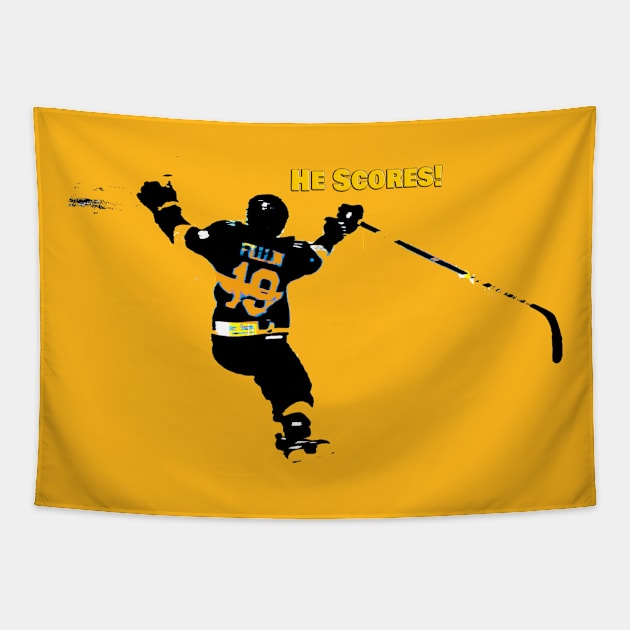 He Scores! - Hockey Player Tapestry by Highseller