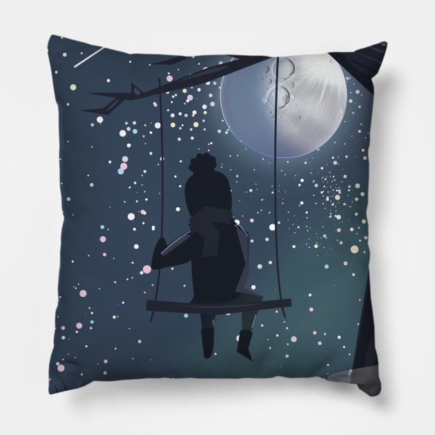 Boy on a swing Pillow by nickemporium1