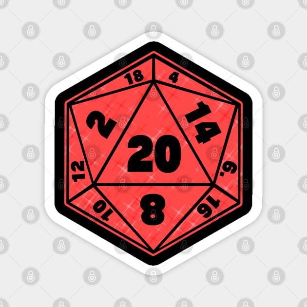 Shiny Red D20 Dice Magnet by TheQueerPotato