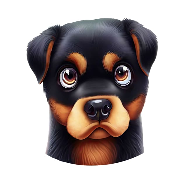 Charming Rottweiler Gaze by Art By Mojo