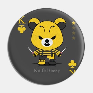 Knife Beezy Evil bear knife cute scary cool Halloween card Pin