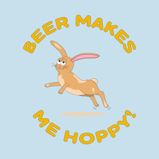 Beer Makes Me Hoppy! Funny Drinking Easter Bunny T-Shirt