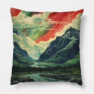 Yukon Canada Starry Night Vintage Travel Poster Tourism Pillow