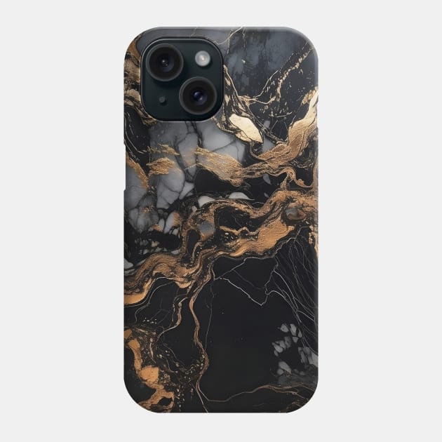 Portoro Black and Gold Marble design pattern Phone Case by Pattern Wonderland 