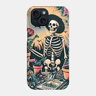 Gardener Skeleton Plant Lover Tarot Card , Gardener Plant Mom Phone Case