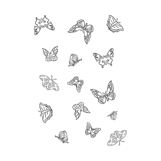 Butterflies Pattern | Butterfly | Black and White T-Shirt