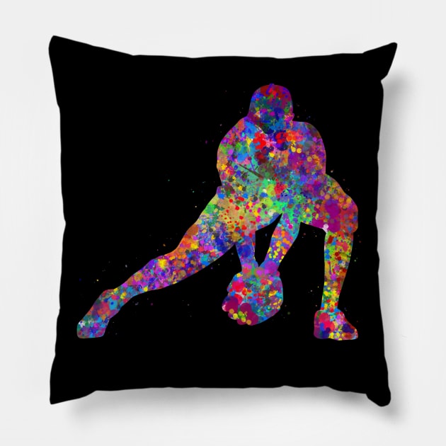 Baseball catcher watercolor art Pillow by Yahya Art