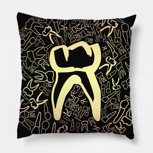 tooth circular pattern Pillow by Mapunalajim