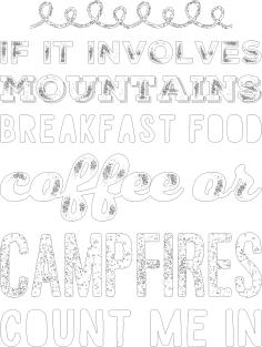 If it involves moutains breakfast food coffee or campfires count me in Magnet