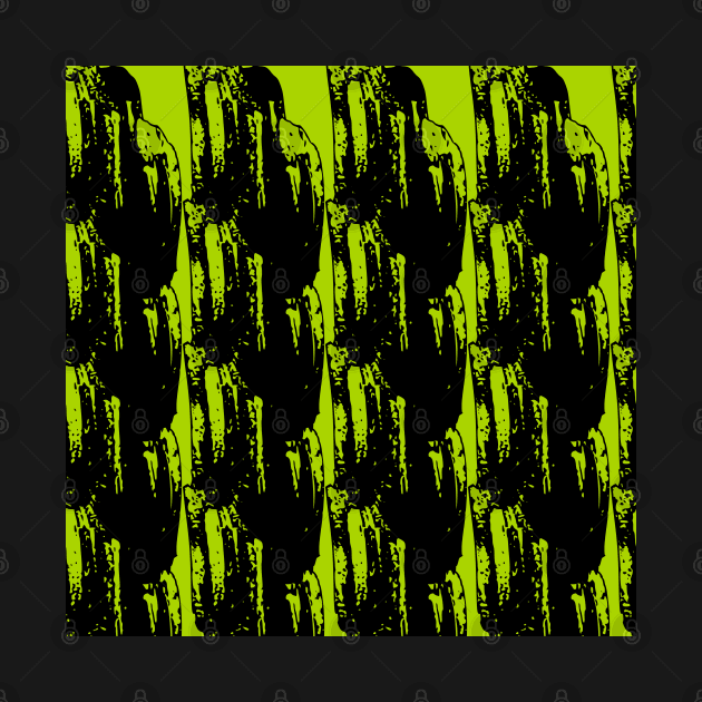 Black abstraction on a bright green background by grafinya