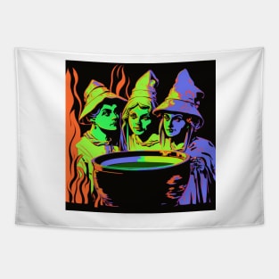 Witches Around a Cauldron Pop Art 2 Tapestry