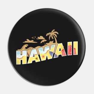 Retro Hawaii Beach Surfer Longboard Aloha Pin