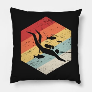 Retro 70s Scuba Diver Icon Pillow