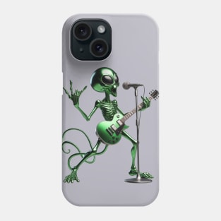 Green alien playing rock and roll Phone Case