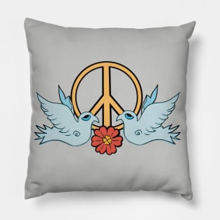 Dove with Peace Symbol Pillow