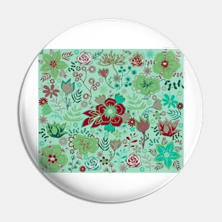 Floral pattern on an emerald green background Pin