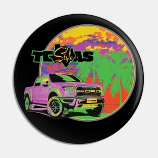 Texas-Style Ford Truck beach scene bold colors Pin