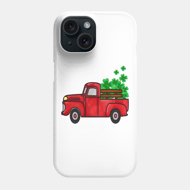 St Patricks Day Truck Shamrock Phone Case by lunamoonart