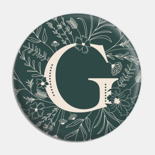 Botanical Letter G (Forest Green) Pin
