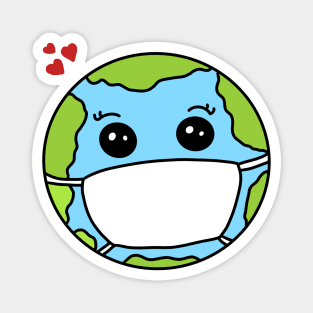 Earth wearing face mask Magnet