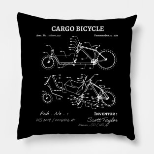 Bicycle  - Cargo Bicycle Patent - Cycling Collection - Gift Idea for Cyclist / cyclist patent present Pillow