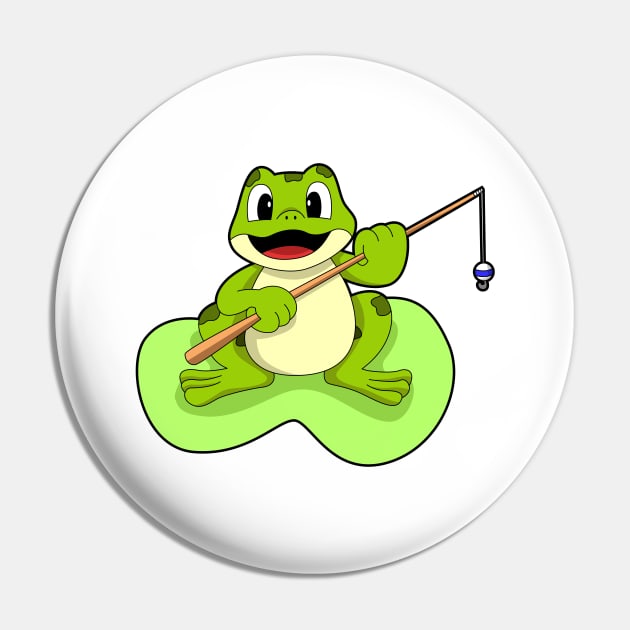 Frog at Fishing with Fishing rod - Frog - Pin