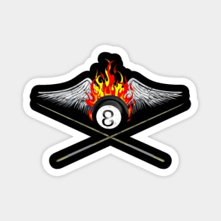 Billiards Player And Flaming 8 Ball Magnet