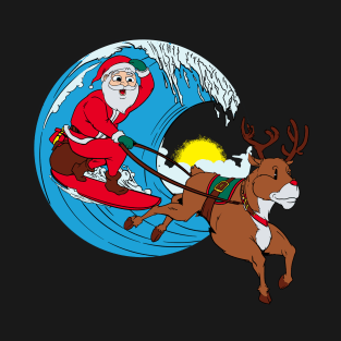 Christmas By The Beach Santa Is Coming T-Shirt