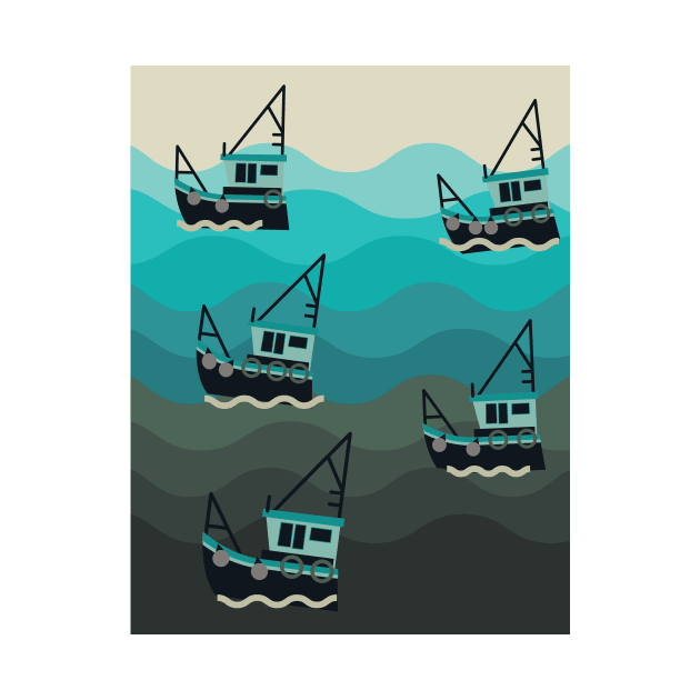 Nautical fishing pattern by nickemporium1