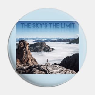 The Sky's the limit, man on top of a mountain, motivational poster Pin