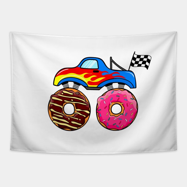 cute donut monster truck Tapestry by wordspotrayal