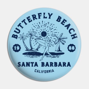 Vintage Butterfly Beach Surfing // Retro California Beach Santa Barbara 1988 Pin