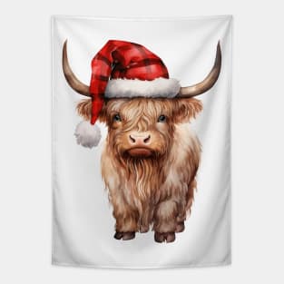 Christmas Highland Cow Tapestry