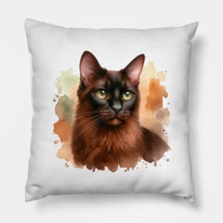 Havana - Watercolor Cat Pillow