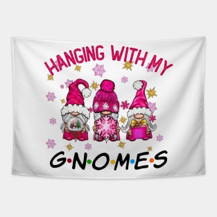 Funny Christmas Gnome Hanging With My Gnomies Family Pajamas Tapestry