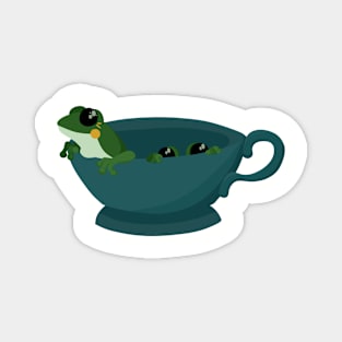 Frog in a Navy Cup Magnet