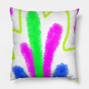 Pink green yellow watercolor art design Pillow