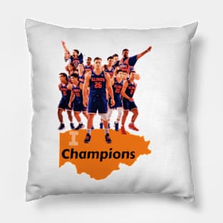 Illinois Fighting Illini Big Ten Champs 2024 Mens Basketball Pillow