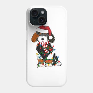 Cute Bernedoodle Wrapped In Christmas Lights Phone Case