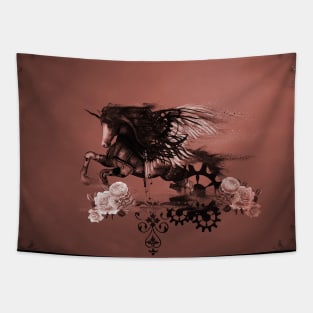 Awesome running steampunk unicorn with wings Tapestry