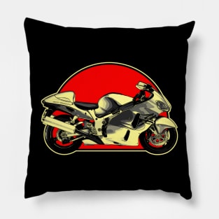 Suzuki Hayabusa 1999 Retro Red Circle Motorcycle Pillow